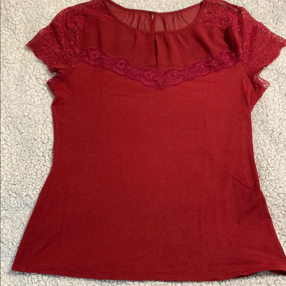 Express Elegant Red Lace Women's Top